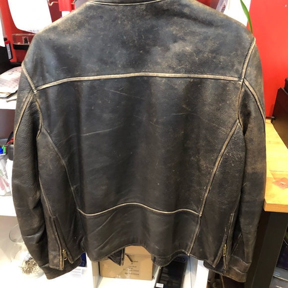 Levi’s leather cafe racer large brown vintage 90’s - Picture 4 of 8